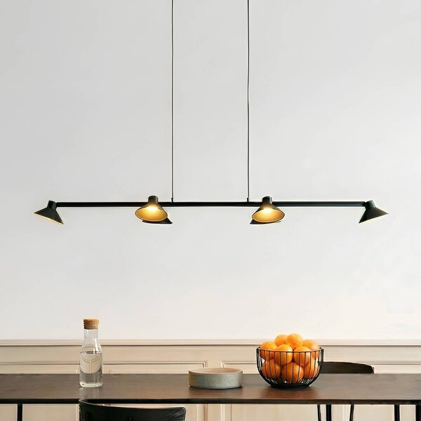Lucande LED závěsné světlo Steve, černá, 113 cm, 6 ramen, stmívatelné, stmívatelný, Černá, Obývací pokoj / jídelna, kov, Moderní