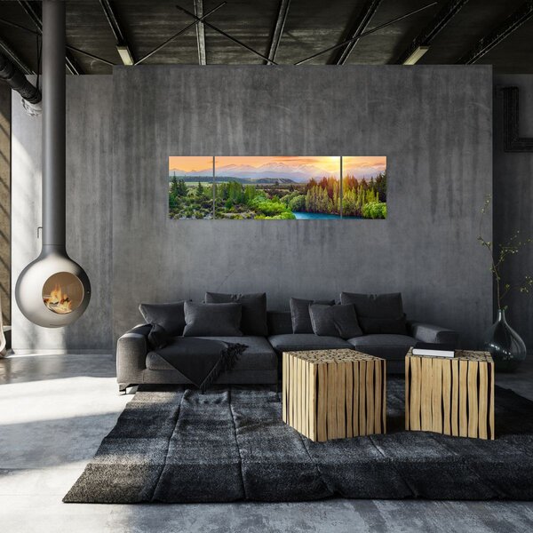 Obraz - Lesní horská krajina (170x50 cm)
