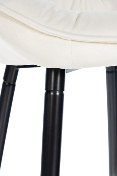 Barová židle Gibson - samet, kovové nohy černé - Krémová