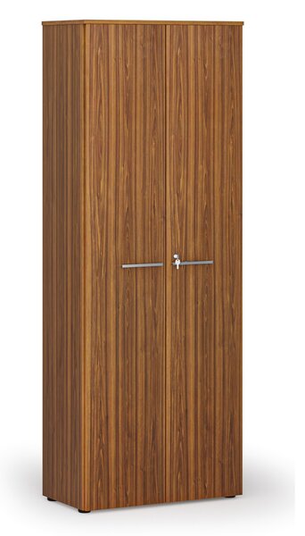 Kancelářská skříň s dveřmi PRIMO WOOD, 800 x 420 x 2128 mm, ořech