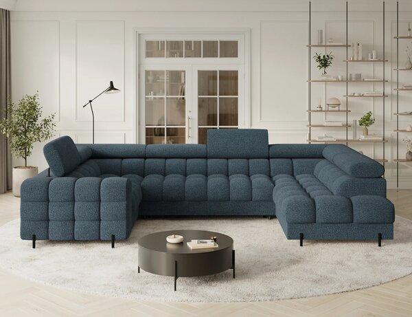 Designová sedací souprava do U KALANI - modrá, pravé provedení