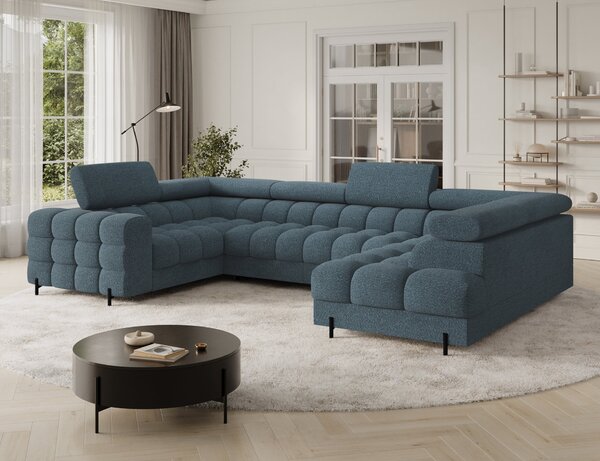 Designová sedací souprava do U KALANI - modrá, pravé provedení