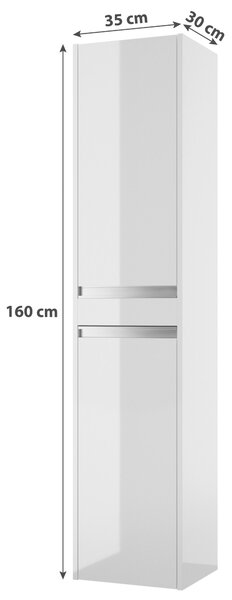 VYSOKÁ SKŘÍŇ, bílá, bílá, 35/160/30 cm MID.YOU - Koupelnové série, Online Only