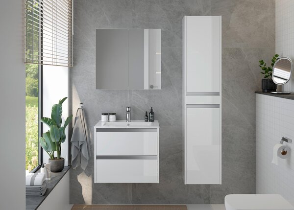 VYSOKÁ SKŘÍŇ, bílá, bílá, 35/160/30 cm MID.YOU - Koupelnové série, Online Only