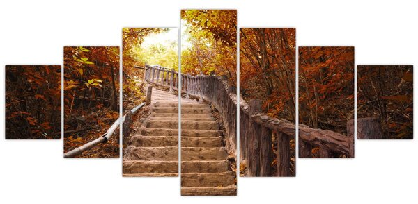Obraz - Schody v přírodě na podzim (210x100 cm)
