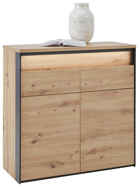 KOMODA, černá, dub artisan, 88/88/38 cm Voleo - Široké komody