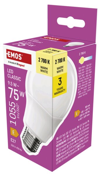 LED žárovka ZQ5E51 E27, 9,5W, teplá bílá