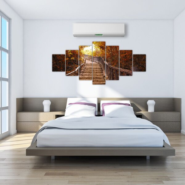 Obraz - Schody v přírodě na podzim (210x100 cm)