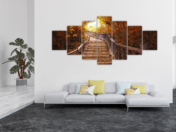 Obraz - Schody v přírodě na podzim (210x100 cm)