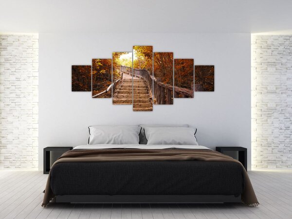 Obraz - Schody v přírodě na podzim (210x100 cm)