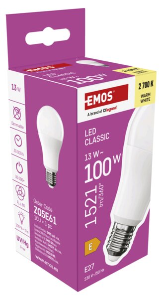 LED žárovka ZQ5E61 E27, 13W, teplá bílá