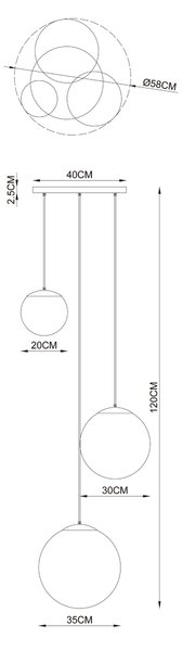 ZÁVĚSNÉ SVÍTIDLO, 40/120 cm Collett's Monde - Online Only svítidla, Online Only