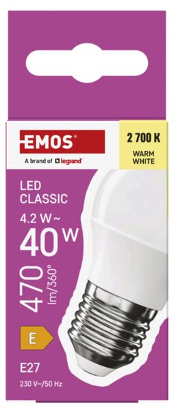 LED žárovka ZQ6E21 E27, 4,2W, teplá bílá