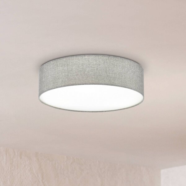 EGLO Šedá stropní lampa Pasteri se lněným stínidlem 57 cm, stmívatelný, Hliník / šedá / zinek, Obývací pokoj / jídelna, Textil / tkanina / hedvábí, Moderní