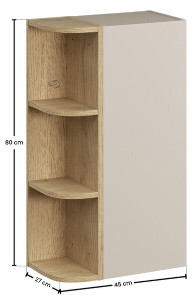 Comad Závěsná horní koupelnová skříňka Dalia Cashmere 45 cm kašmírová/dub cremona