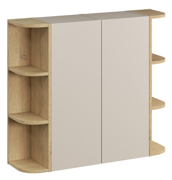 Comad Závěsná horní vysoká koupelnová skříňka Dalia Cashmere 45 cm kašmírová/dub cremona