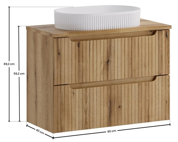 Comad Závěsná skříňka Nova Beyond s deskou a umyvadlem 80 cm dub coast evoke