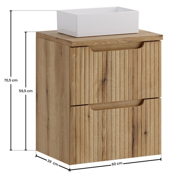 Comad Závěsná skříňka Nova Gaja s deskou a umyvadlem 50 cm dub coast evoke