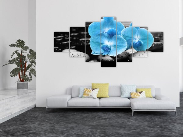 Obraz - Modrá orchidej (210x100 cm)