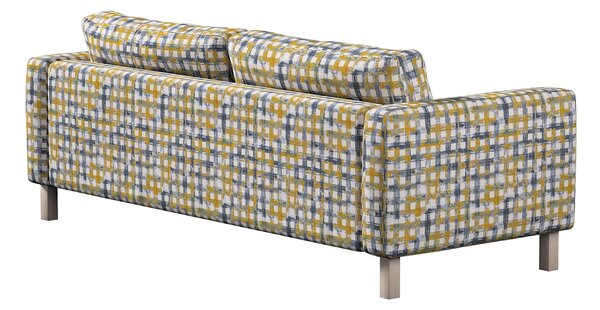 Potah na pohovku IKEA Karlstad 3-místná, nerozkládací, krátký barva modrá látka pletený vzor, vzorované