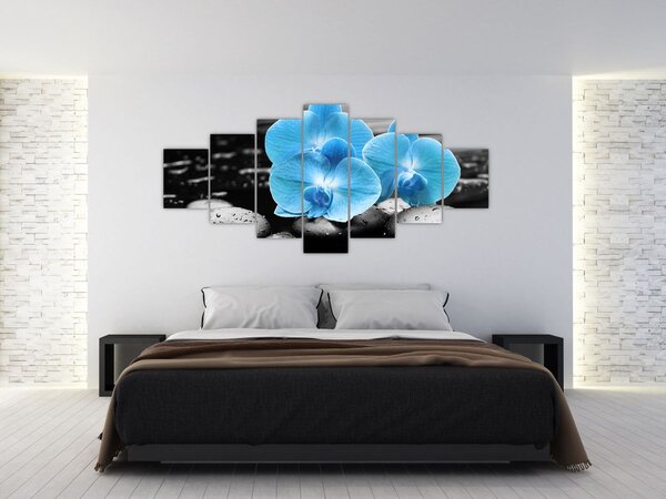Obraz - Modrá orchidej (210x100 cm)