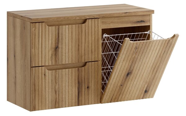 Comad Závěsná skříňka Nova s deskou a košem na prádlo 90 cm dub coast evoke