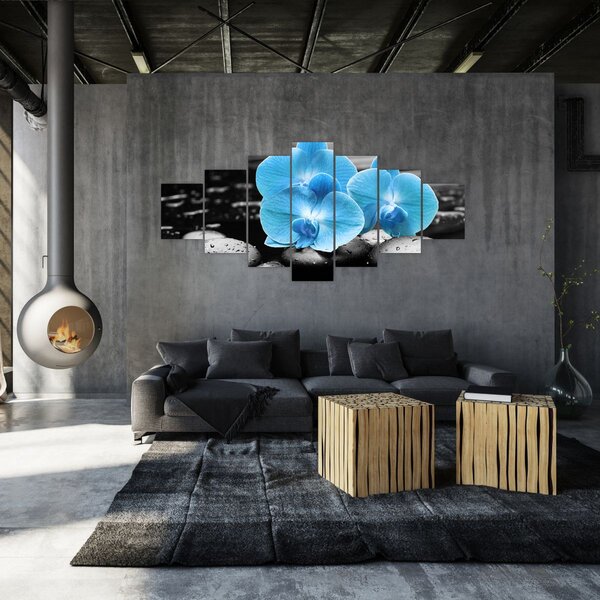 Obraz - Modrá orchidej (210x100 cm)