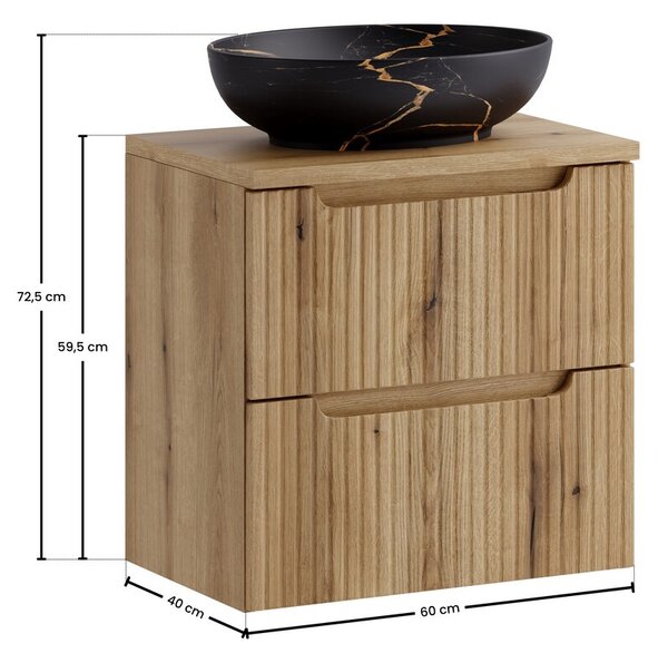 Comad Závěsná skříňka Nova Mona s deskou a umyvadlem 60 cm dub coast evoke