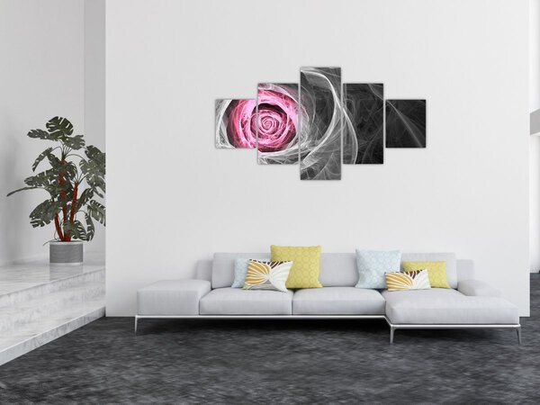 Obraz - Abstraktní růže, fuchsiová (125x70 cm)