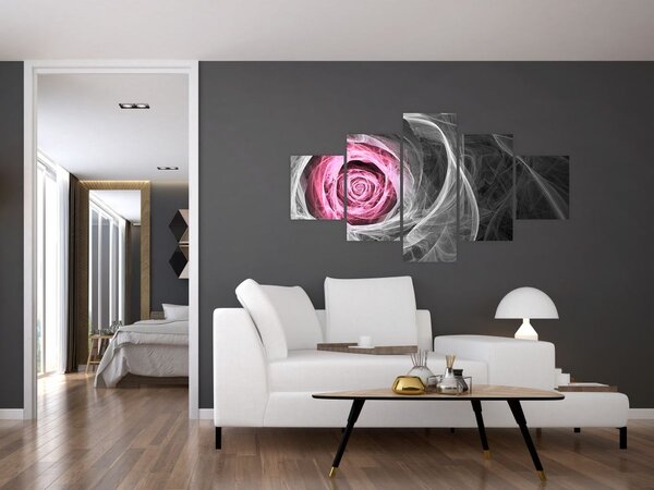 Obraz - Abstraktní růže, fuchsiová (125x70 cm)