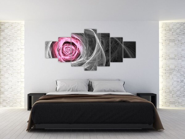 Obraz - Abstraktní růže, fuchsiová (210x100 cm)
