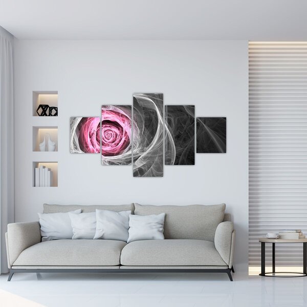 Obraz - Abstraktní růže, fuchsiová (125x70 cm)