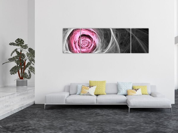 Obraz - Abstraktní růže, fuchsiová (170x50 cm)