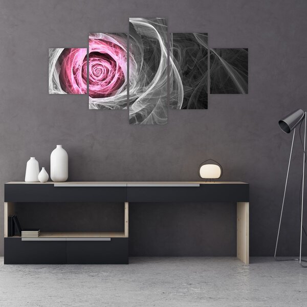Obraz - Abstraktní růže, fuchsiová (125x70 cm)