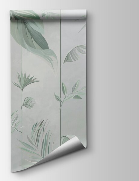 Fototapeta Tapeta s listy a květinami, 3D listové fototapety, Populární fototapety, w00808v1 - Tapeko.co.cz
