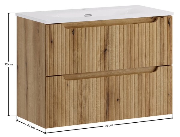Comad Závěsná skříňka Nova Sky se zápustným umyvadlem Nova 80 cm dub coast evoke