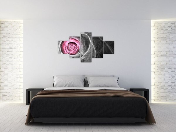 Obraz - Abstraktní růže, fuchsiová (125x70 cm)