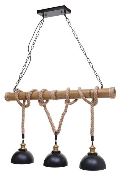 Závěsné svítidlo H82 industrial, kupole 3 74201 - kov / bambus - Černá