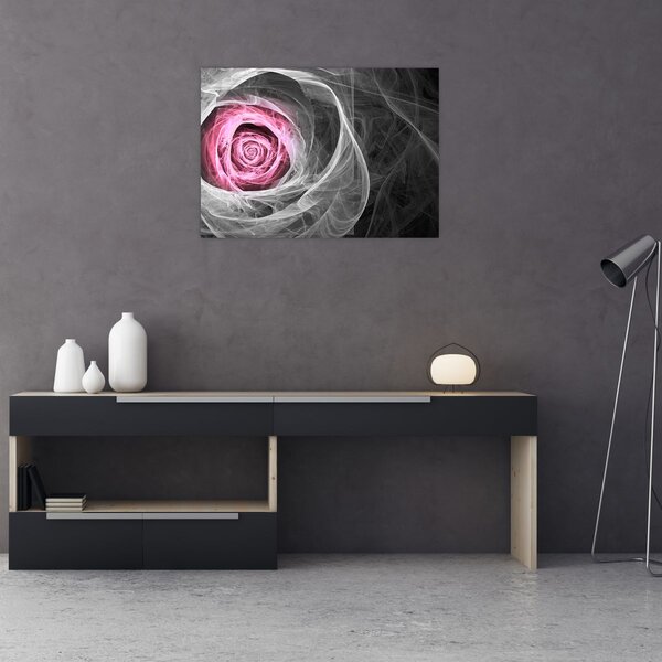 Obraz - Abstraktní růže, fuchsiová (70x50 cm)