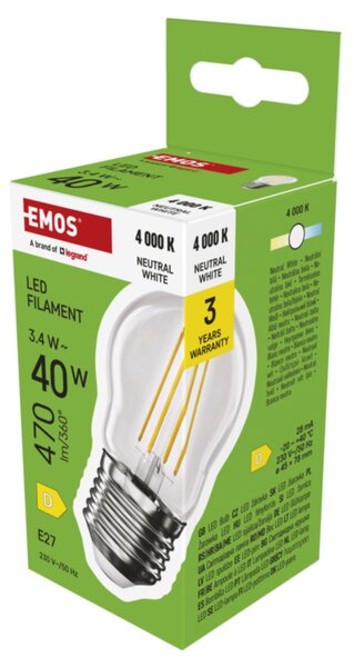 LED žárovka filament ZF6D23 E27, 3,4W, neutrální bílá