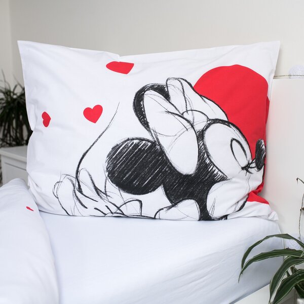 Dětské bavlněné povlečení MICKEY & MINNIE LOVE bílé Rozměr povlečení: 70 x 90 cm | 140 x 200 cm