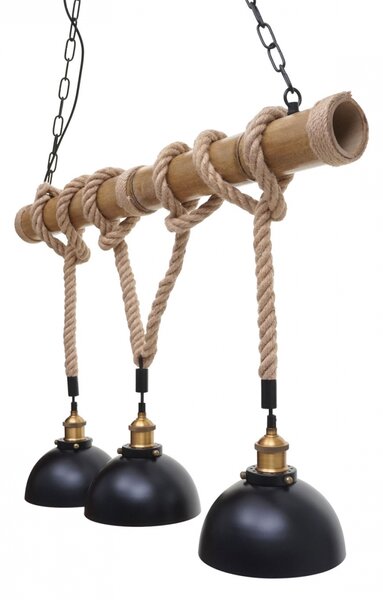 Závěsné svítidlo H82 industrial, kupole 3 74201 - kov / bambus - Černá