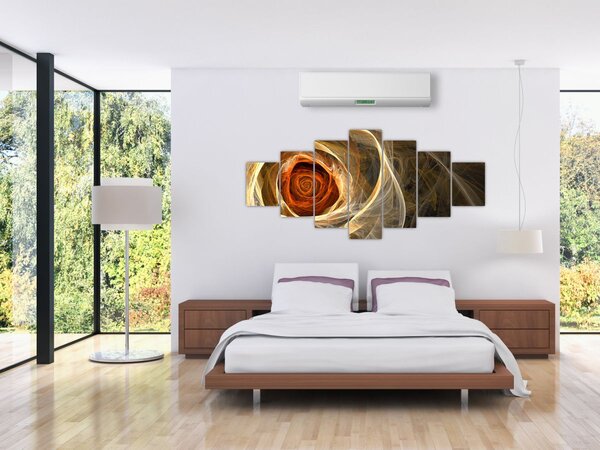 Obraz - Abstraktní růže v ohnivých barvách (210x100 cm)
