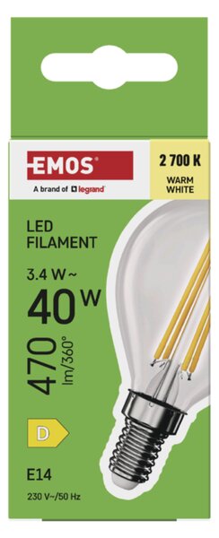 LED žárovka filament ZF1D22 E14, 3,4W, teplá bílá