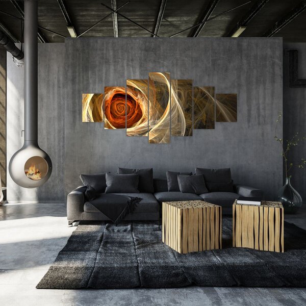 Obraz - Abstraktní růže v ohnivých barvách (210x100 cm)