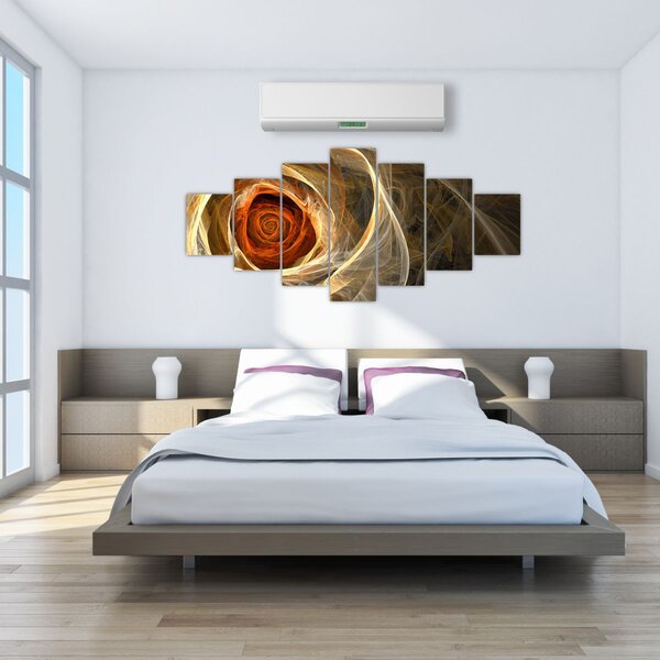 Obraz - Abstraktní růže v ohnivých barvách (210x100 cm)