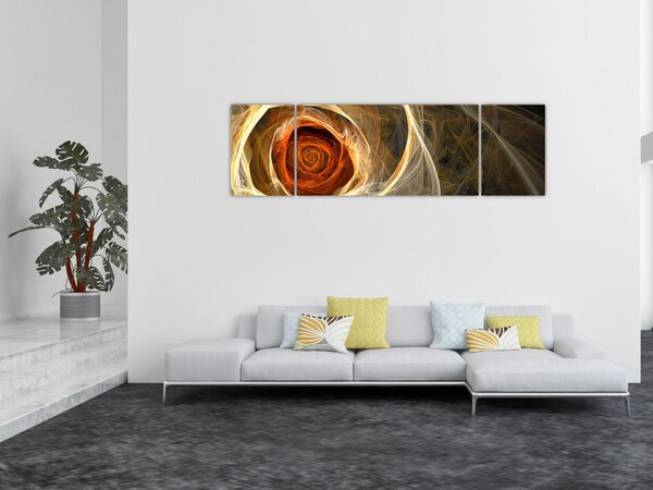 Obraz - Abstraktní růže v ohnivých barvách (170x50 cm)