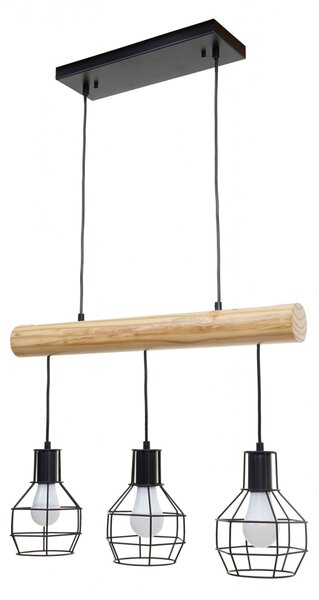 Závěsné svítidlo H82 industrial, mrížka 3 74207 - kov / dřevo - Černá
