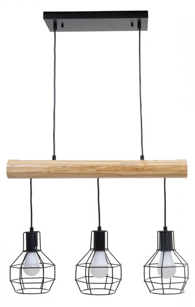 Závěsné svítidlo H82 industrial, mrížka 3 74207 - kov / dřevo - Černá