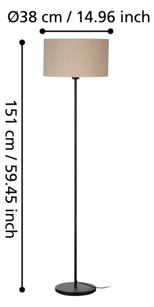 EGLO Stojací lampa Feniglia lněné stínidlo přírodní, Krémová / jantar, Obývací pokoj / jídelna, Textil / tkanina / hedvábí